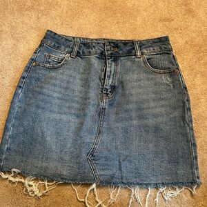 wild fable Medium Blue Denim Mini Skirt with Distressed Hem